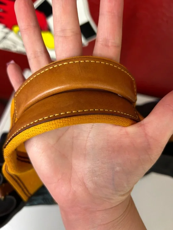 Coach Black Canvas Apple Camp Tote with Yellow Handles and Blue Trim - Picture 5 of 13